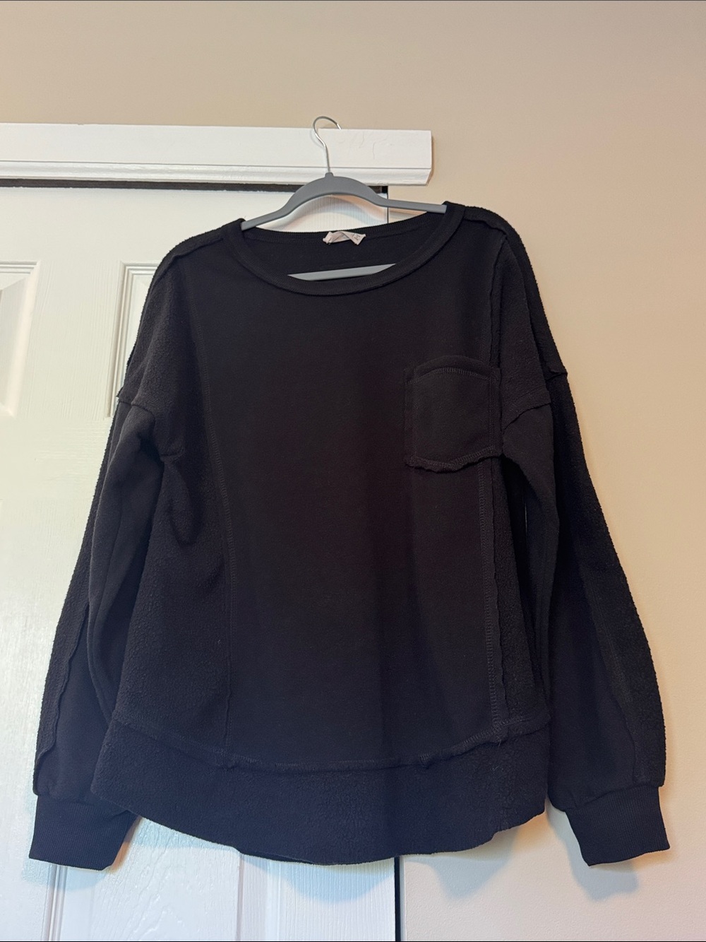 Black Fleece Crewneck Pocket Sweatshirt